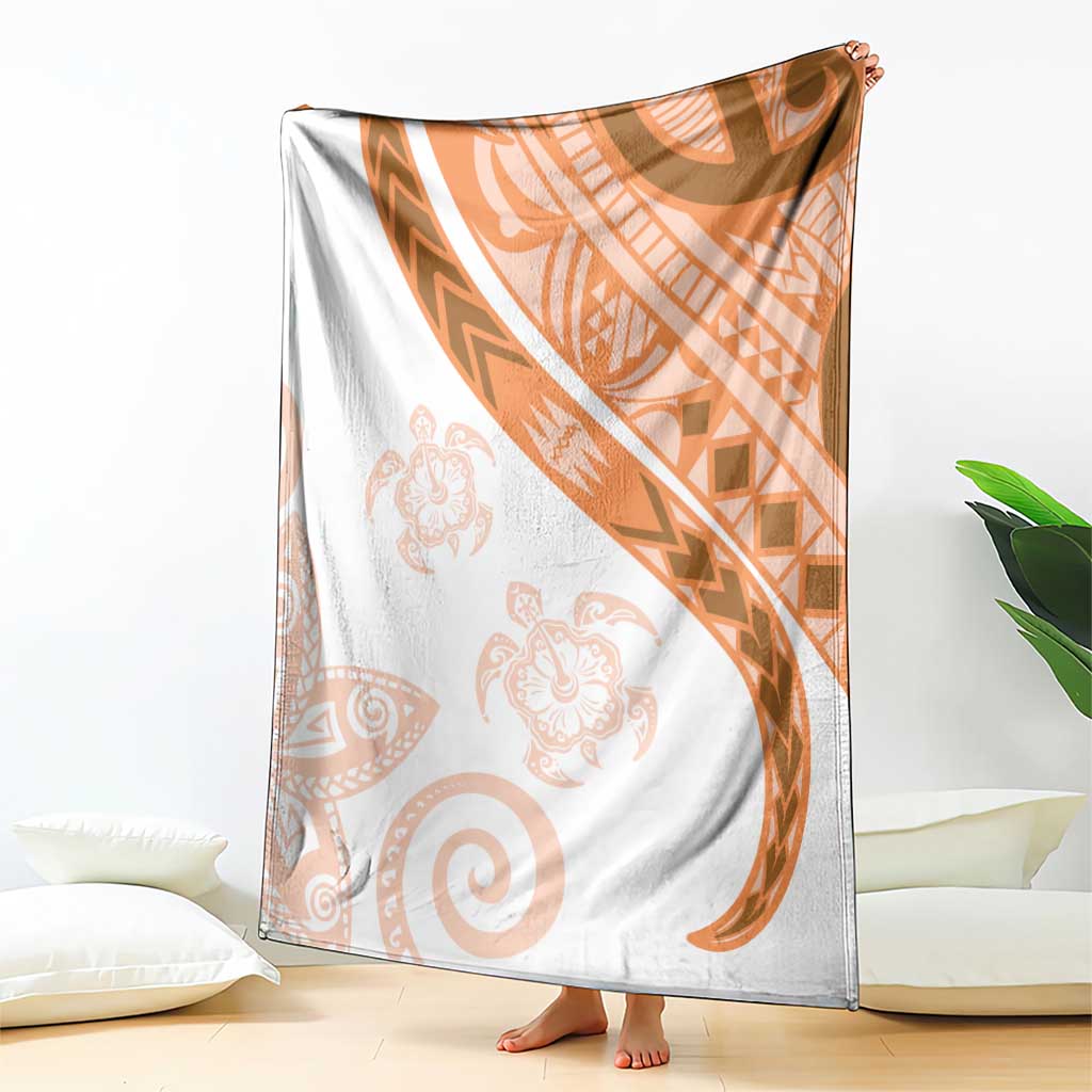 Orange Polynesian Tribal Turtle Floral Pattern Blanket