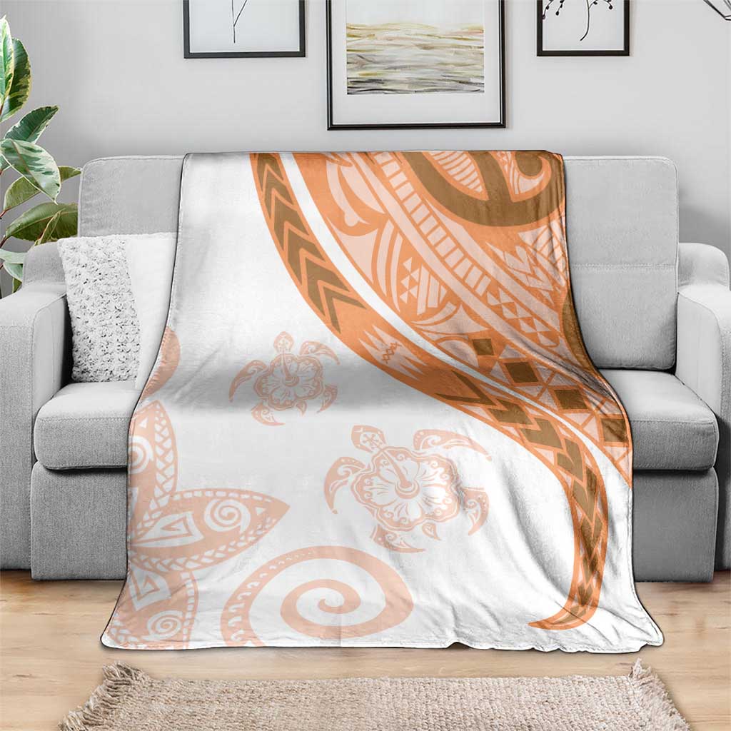 Orange Polynesian Tribal Turtle Floral Pattern Blanket