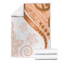 Orange Polynesian Tribal Turtle Floral Pattern Blanket