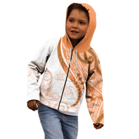 Orange Polynesian Tribal Turtle Floral Pattern Kid Hoodie