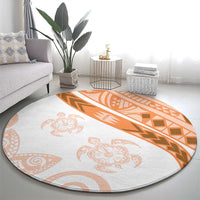 Orange Polynesian Tribal Turtle Floral Pattern Round Carpet LT05 - Polynesian Pride
