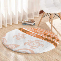 Orange Polynesian Tribal Turtle Floral Pattern Round Carpet LT05 - Polynesian Pride