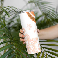 Orange Polynesian Tribal Turtle Floral Pattern Skinny Tumbler