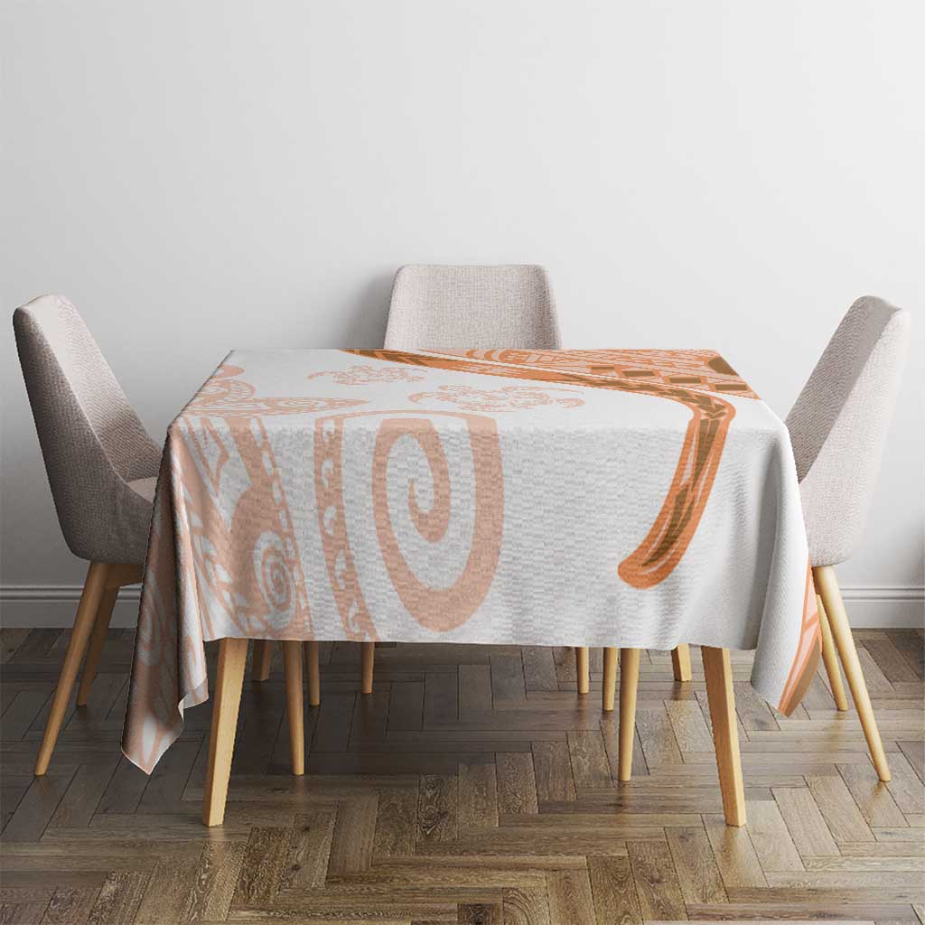 Orange Polynesian Tribal Turtle Floral Pattern Tablecloth