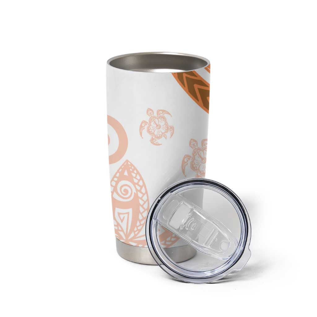 Orange Polynesian Tribal Turtle Floral Pattern Tumbler Cup