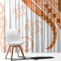 Orange Polynesian Tribal Turtle Floral Pattern Window Curtain