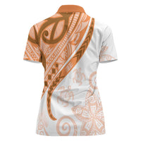 Orange Polynesian Tribal Turtle Floral Pattern Women Polo Shirt