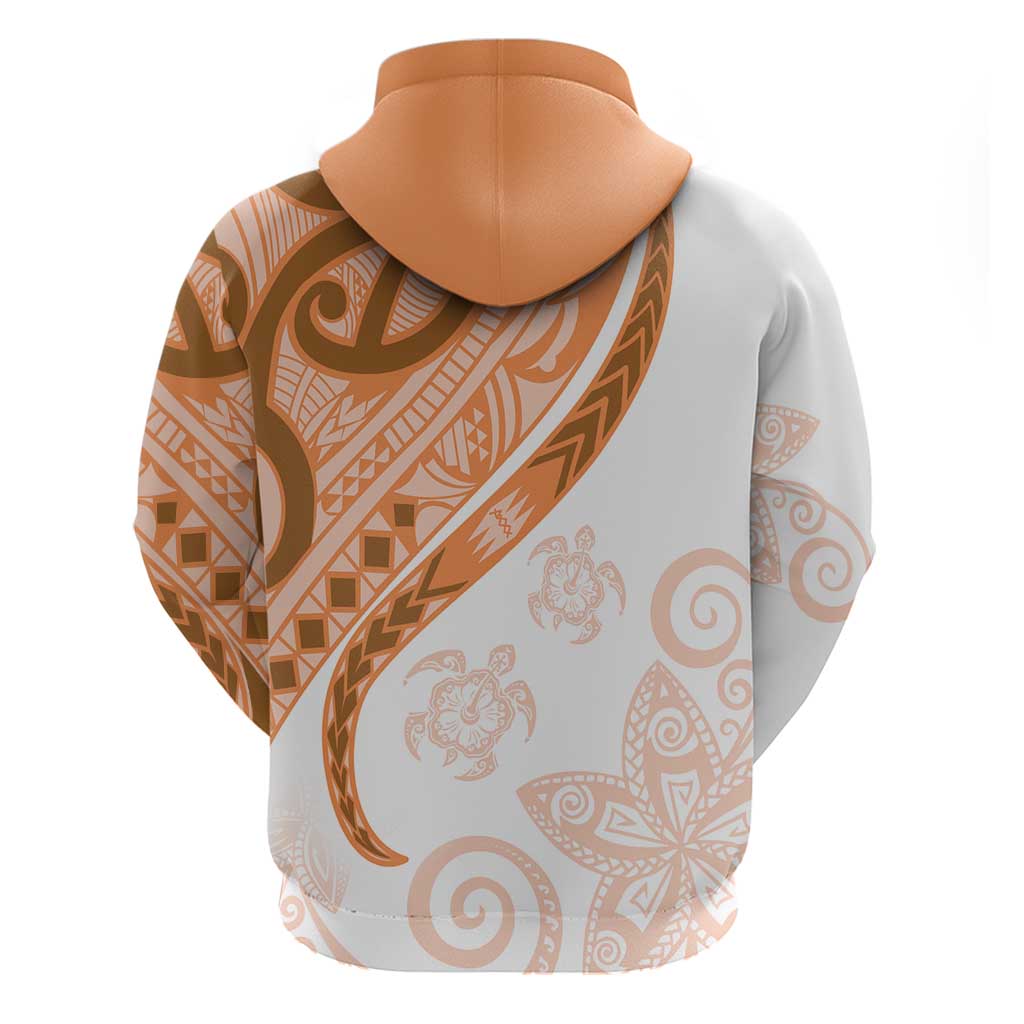 Orange Polynesian Tribal Turtle Floral Pattern Zip Hoodie LT05 - Polynesian Pride