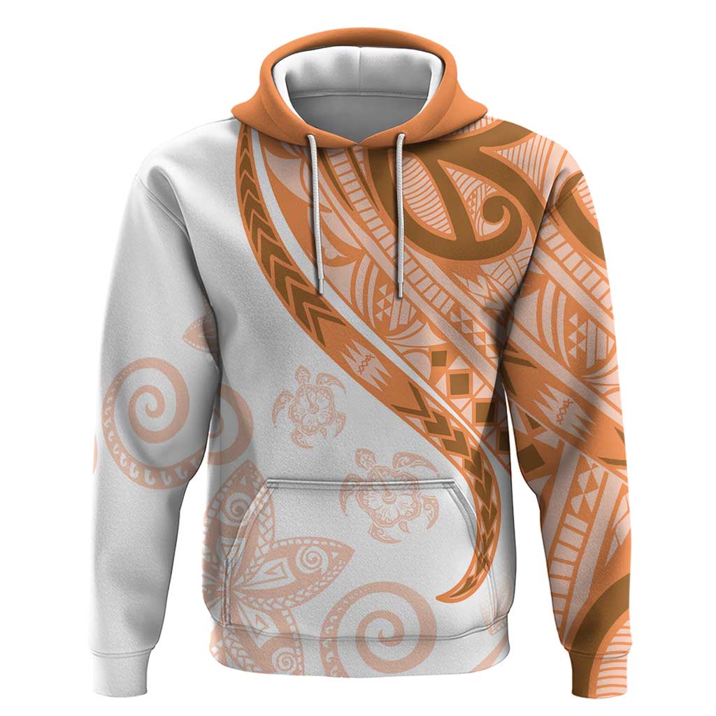Orange Polynesian Tribal Turtle Floral Pattern Zip Hoodie LT05 Pullover Hoodie Orange - Polynesian Pride