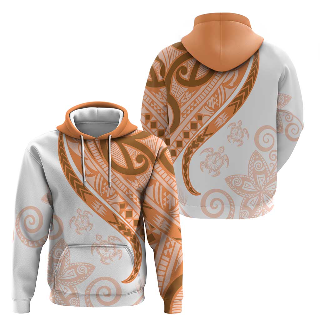 Orange Polynesian Tribal Turtle Floral Pattern Zip Hoodie LT05 - Polynesian Pride