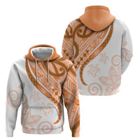 Orange Polynesian Tribal Turtle Floral Pattern Zip Hoodie LT05 - Polynesian Pride