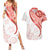 Coral Red Polynesian Tribal Turtle Floral Pattern Couples Matching Summer Maxi Dress and Hawaiian Shirt