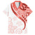 Coral Red Polynesian Tribal Turtle Floral Pattern Family Matching Puletasi and Hawaiian Shirt