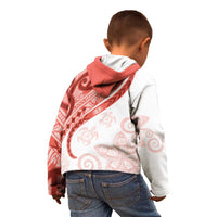 Coral Red Polynesian Tribal Turtle Floral Pattern Kid Hoodie