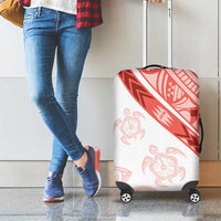 Coral Red Polynesian Tribal Turtle Floral Pattern Luggage Cover