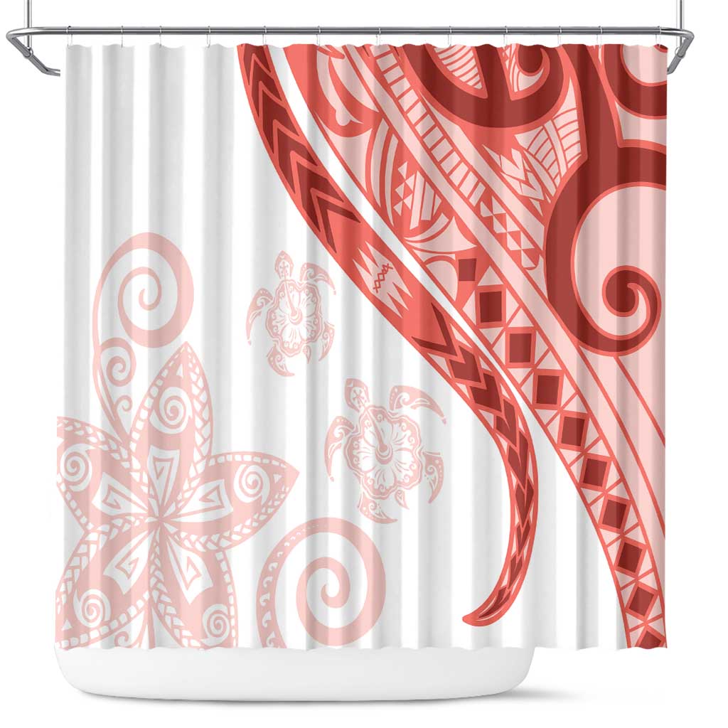 Coral Red Polynesian Tribal Turtle Floral Pattern Shower Curtain LT05 Red - Polynesian Pride