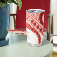 Coral Red Polynesian Tribal Turtle Floral Pattern Tumbler Cup