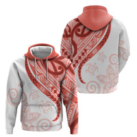 Coral Red Polynesian Tribal Turtle Floral Pattern Zip Hoodie LT05 - Polynesian Pride