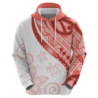 Coral Red Polynesian Tribal Turtle Floral Pattern Zip Hoodie LT05 - Polynesian Pride