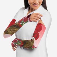 New Zealand Parrot Kaka Arm Sleeves Maori Koru With Pohutukawa Flowers - Polynesian Pride