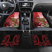 New Zealand Parrot Kaka Car Mats Maori Koru With Pohutukawa Flowers - Polynesian Pride
