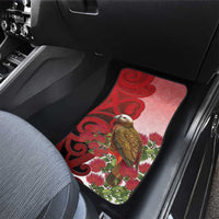 New Zealand Parrot Kaka Car Mats Maori Koru With Pohutukawa Flowers - Polynesian Pride