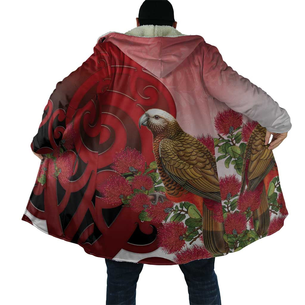 New Zealand Parrot Kaka Cloak Maori Koru With Pohutukawa Flowers - Polynesian Pride