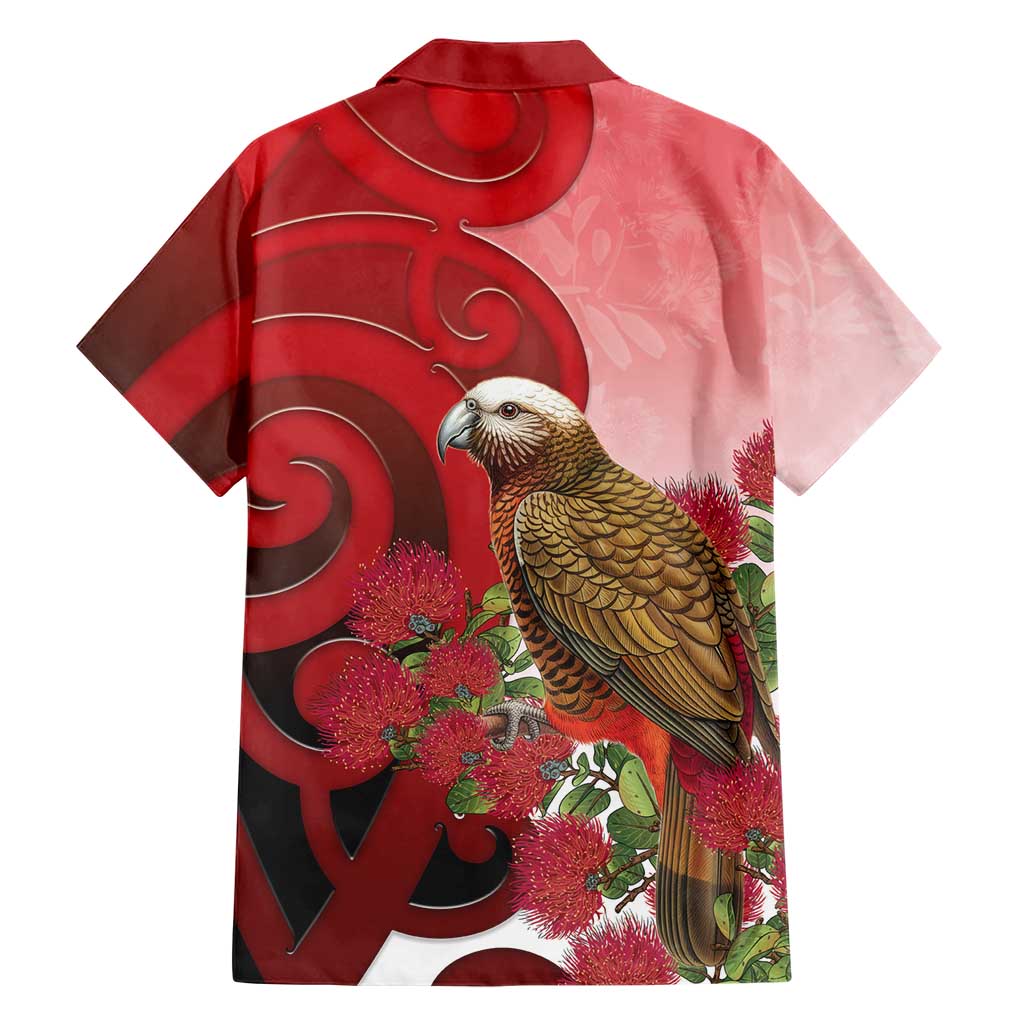 New Zealand Parrot Kaka Family Matching Puletasi and Hawaiian Shirt Maori Koru With Pohutukawa Flowers LT05 - Polynesian Pride