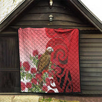New Zealand Parrot Kaka Quilt Maori Koru With Pohutukawa Flowers - Polynesian Pride