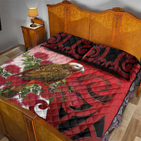 New Zealand Parrot Kaka Quilt Bed Set Maori Koru With Pohutukawa Flowers - Polynesian Pride