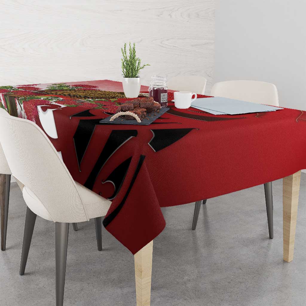 New Zealand Parrot Kaka Tablecloth Maori Koru With Pohutukawa Flowers LT05 - Polynesian Pride