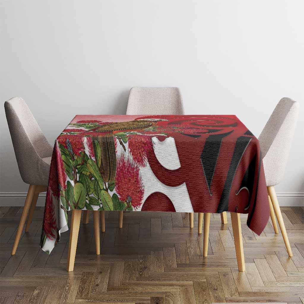 New Zealand Parrot Kaka Tablecloth Maori Koru With Pohutukawa Flowers LT05 - Polynesian Pride