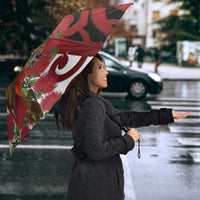 New Zealand Parrot Kaka Umbrella Maori Koru With Pohutukawa Flowers LT05 - Polynesian Pride