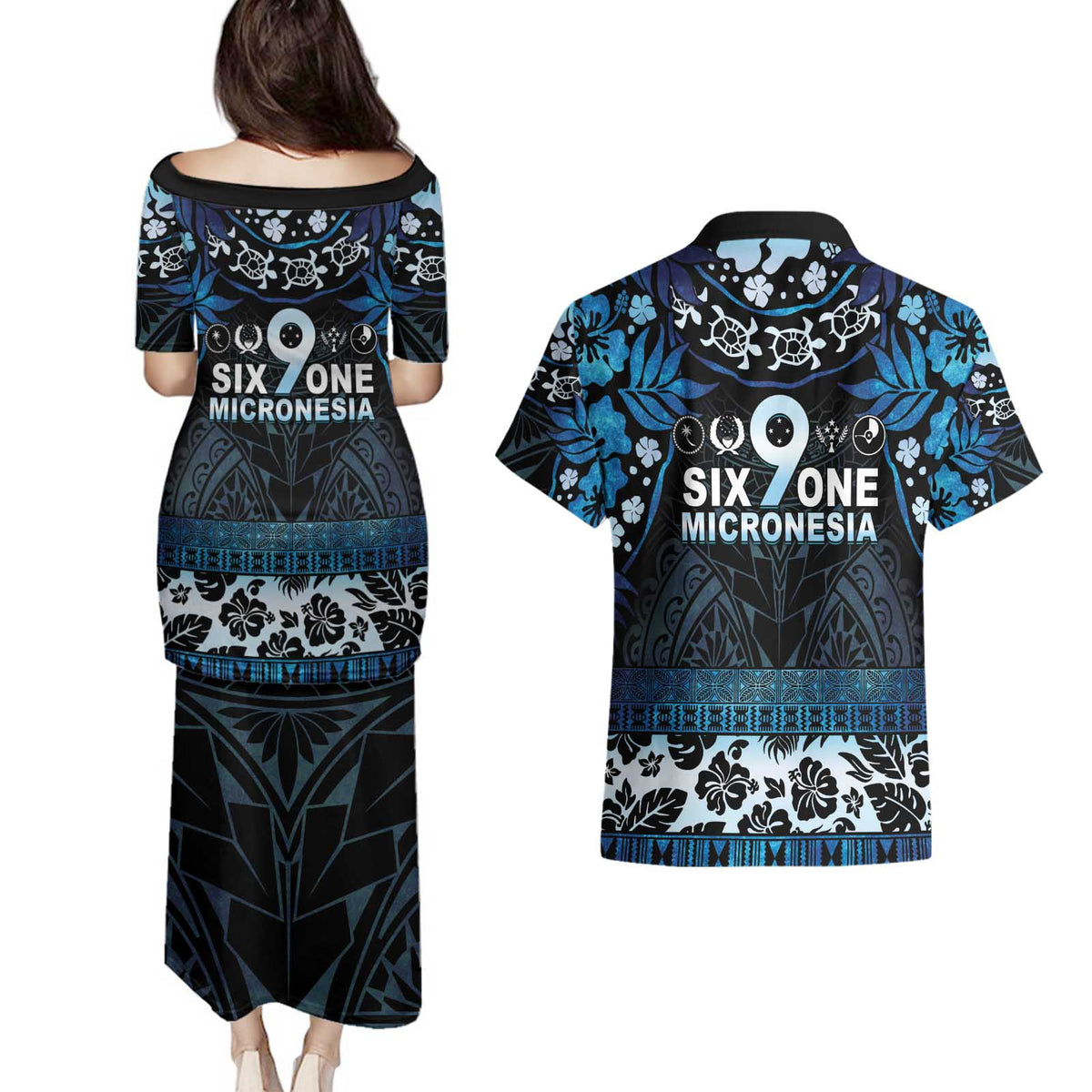 Micronesia FSM 691 Couples Matching Puletasi and Hawaiian Shirt Respect Culture LT05 - Polynesian Pride