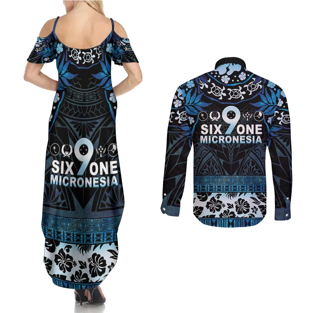 Micronesia FSM 691 Couples Matching Summer Maxi Dress and Long Sleeve Button Shirt Respect Culture LT05 - Polynesian Pride