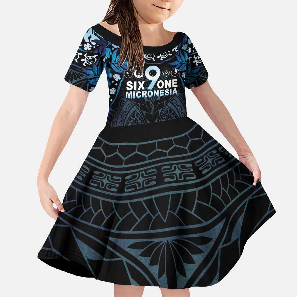 Micronesia FSM 691 Family Matching Summer Maxi Dress and Hawaiian Shirt Respect Culture LT05 Daughter's Dress Blue - Polynesian Pride