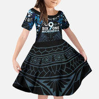Micronesia FSM 691 Family Matching Summer Maxi Dress and Hawaiian Shirt Respect Culture LT05 Daughter's Dress Blue - Polynesian Pride