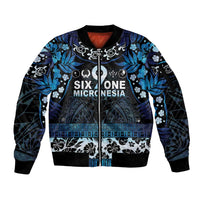 Micronesia FSM 691 Sleeve Zip Bomber Jacket Respect Culture LT05 Unisex Blue - Polynesian Pride