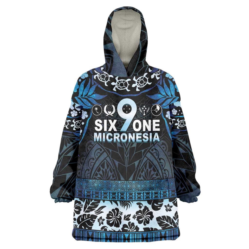 Micronesia FSM 691 Wearable Blanket Hoodie Respect Culture LT05 One Size Blue - Polynesian Pride