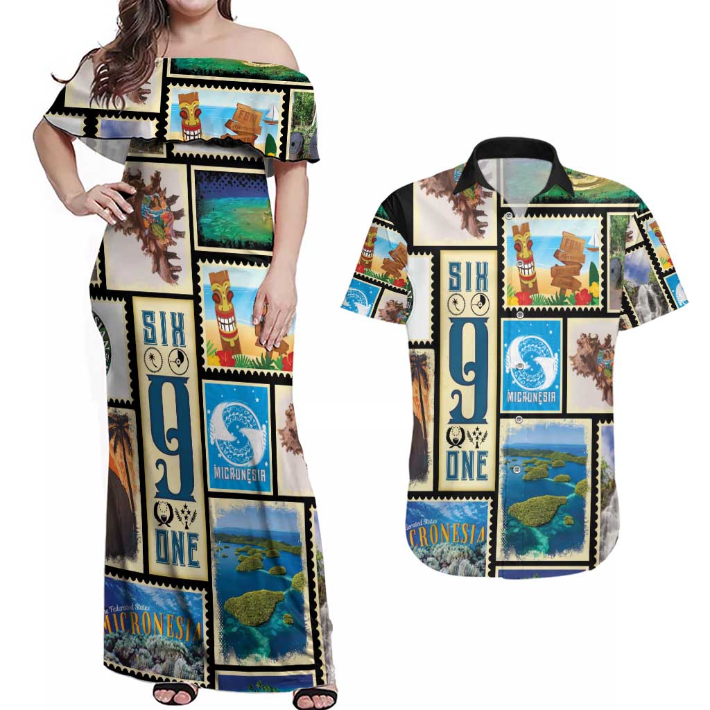 FSM Micronesia Culture Couples Matching Off Shoulder Maxi Dress and Hawaiian Shirt LT05 Colorful - Polynesian Pride