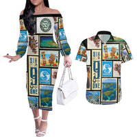 FSM Micronesia Culture Couples Matching Off The Shoulder Long Sleeve Dress and Hawaiian Shirt LT05 Colorful - Polynesian Pride