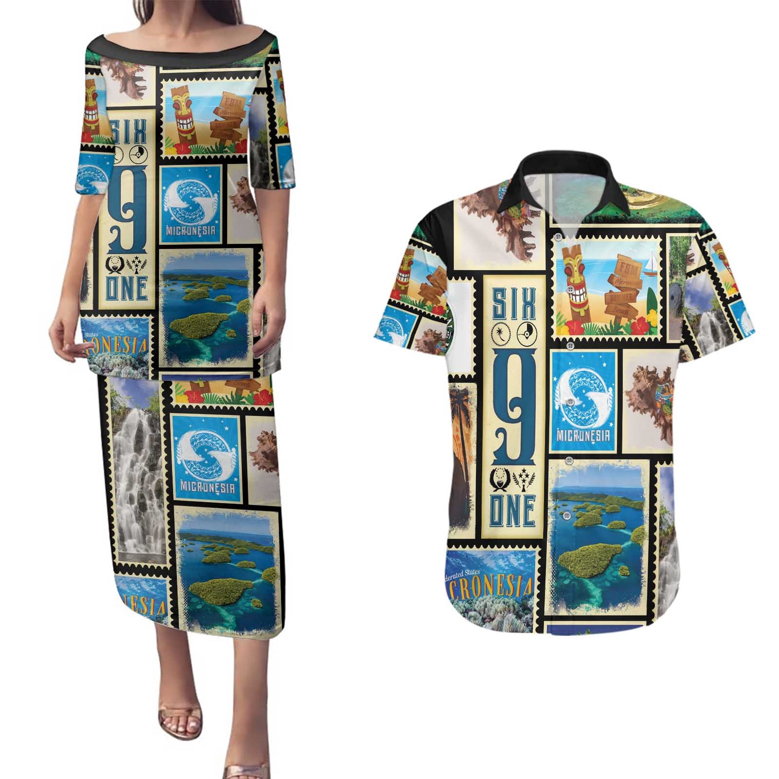 FSM Micronesia Culture Couples Matching Puletasi and Hawaiian Shirt LT05 Colorful - Polynesian Pride