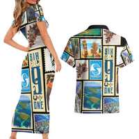 FSM Micronesia Culture Couples Matching Short Sleeve Bodycon Dress and Hawaiian Shirt
