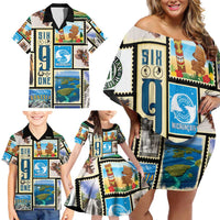 FSM Micronesia Culture Family Matching Off Shoulder Short Dress and Hawaiian Shirt