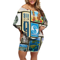 FSM Micronesia Culture Family Matching Off Shoulder Short Dress and Hawaiian Shirt