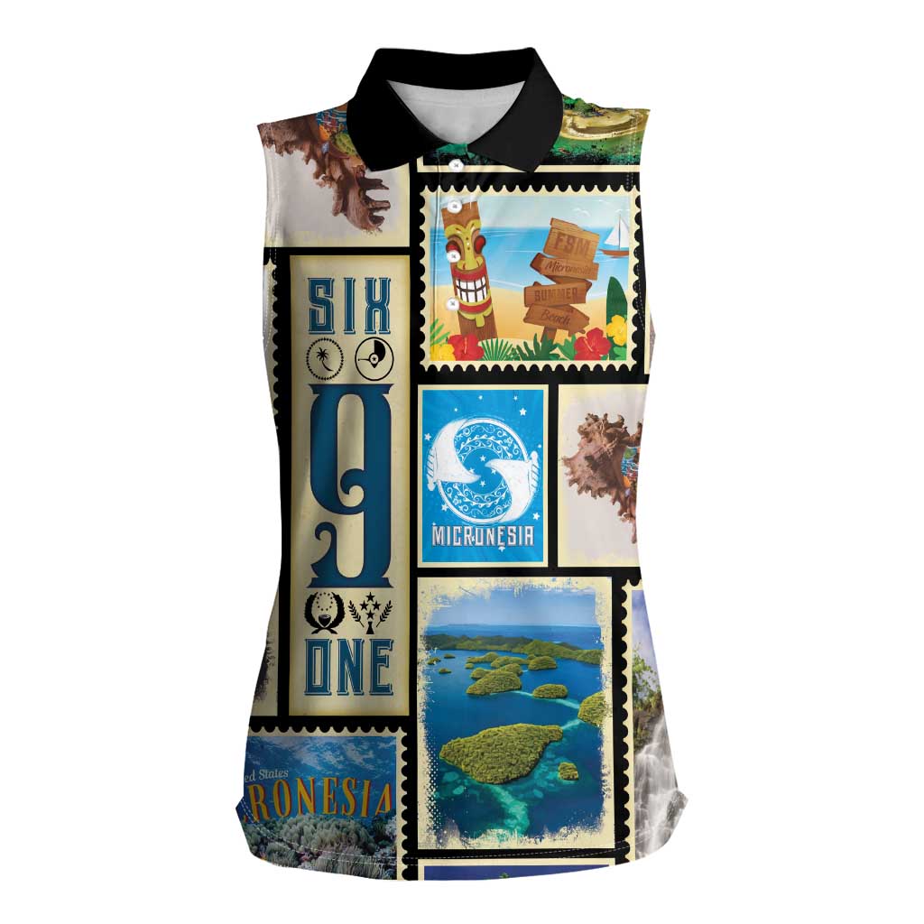 FSM Micronesia Culture Women Sleeveless Polo Shirt LT05 Female Colorful - Polynesian Pride