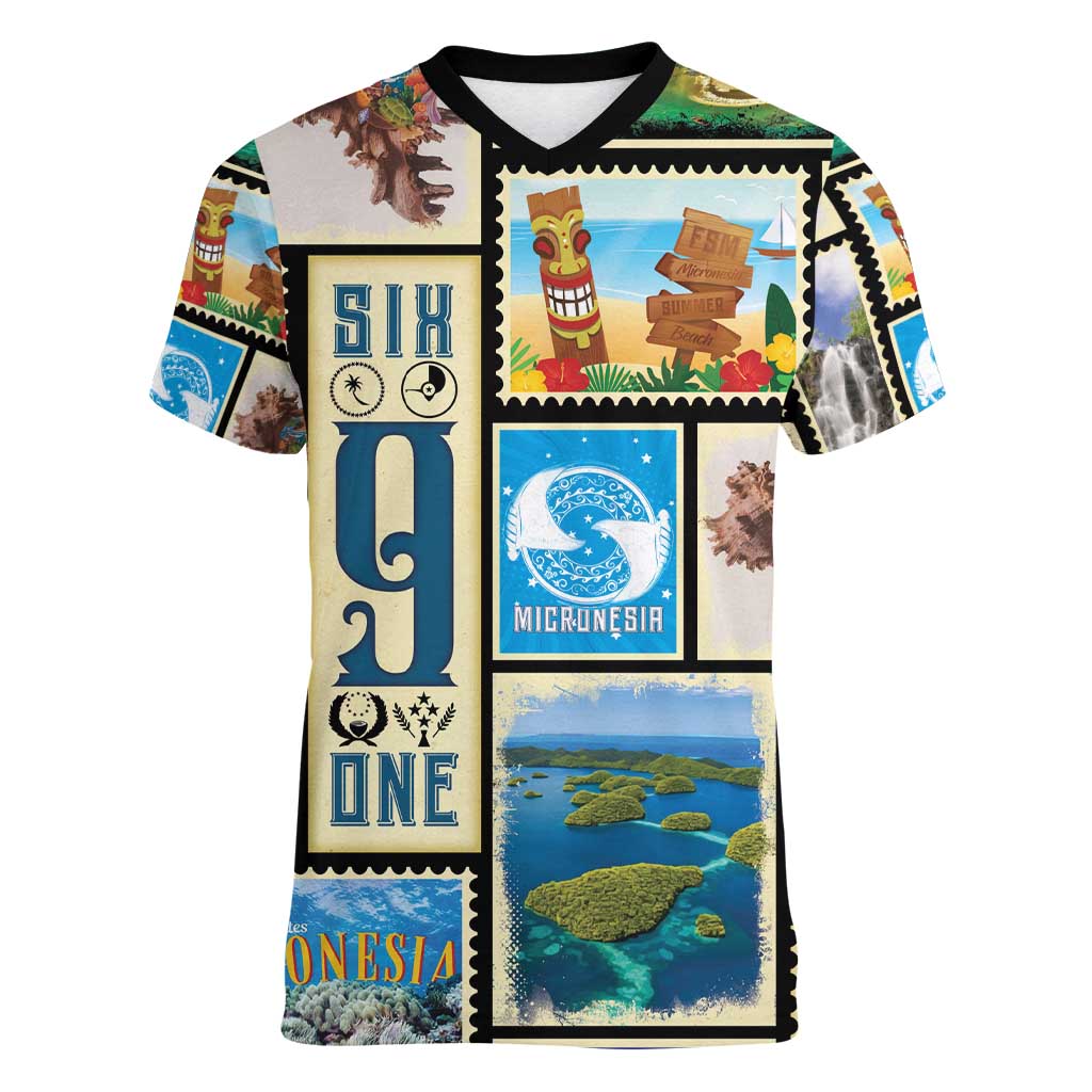 FSM Micronesia Culture Women V-Neck T-Shirt LT05 Female Colorful - Polynesian Pride