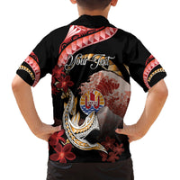 Personalised French Polynesia Victory Day Family Matching Off Shoulder Maxi Dress and Hawaiian Shirt Polynesian Pattern Plumeria LT05 - Polynesian Pride