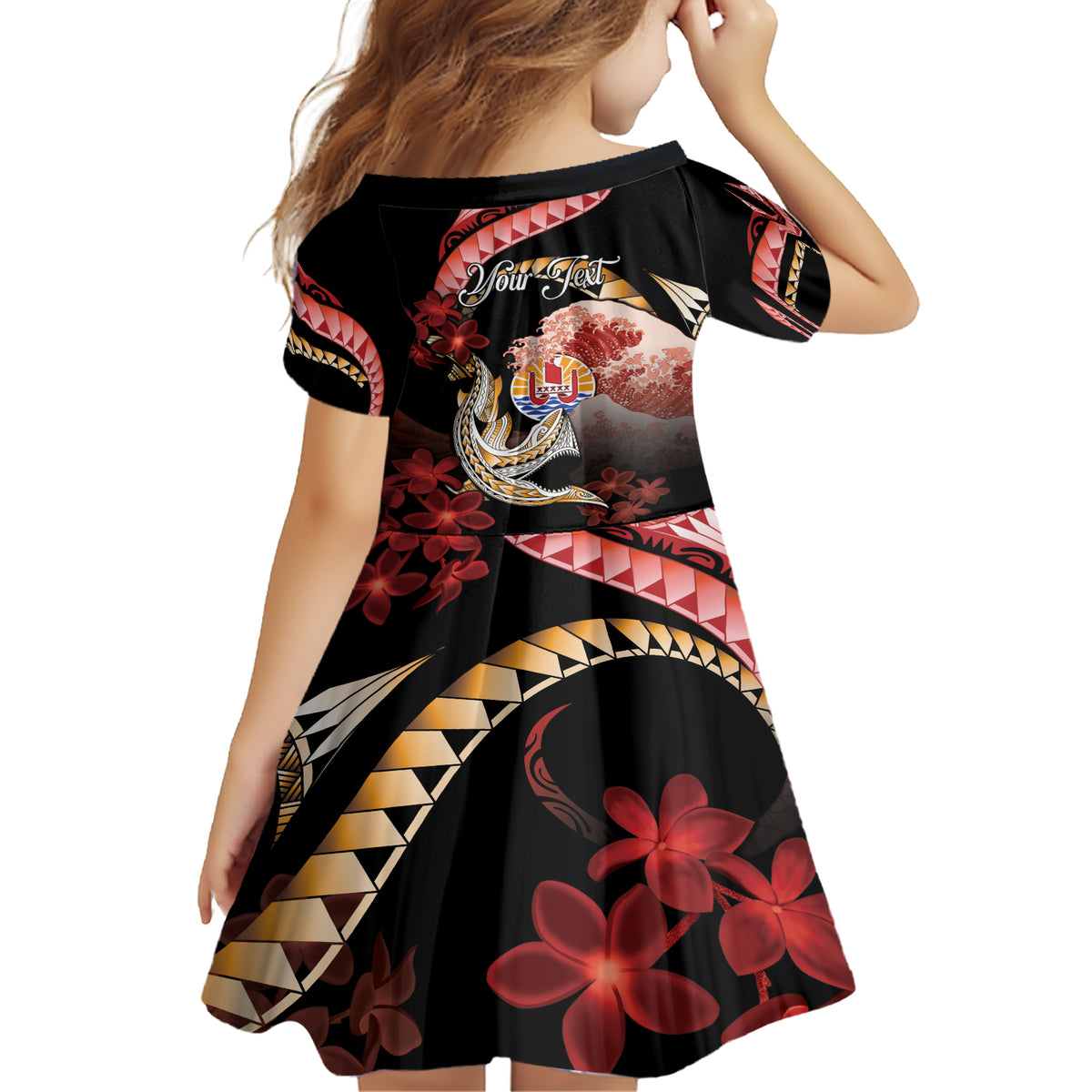 Personalised French Polynesia Victory Day Family Matching Short Sleeve Bodycon Dress and Hawaiian Shirt Polynesian Pattern Plumeria LT05 - Polynesian Pride