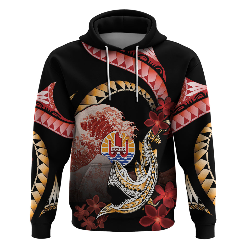 Personalised French Polynesia Victory Day Hoodie Polynesian Pattern Plumeria LT05 Pullover Hoodie Black - Polynesian Pride